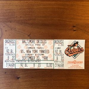 Cal Ripken Memorabilia (The game Cal set out to end games played streak